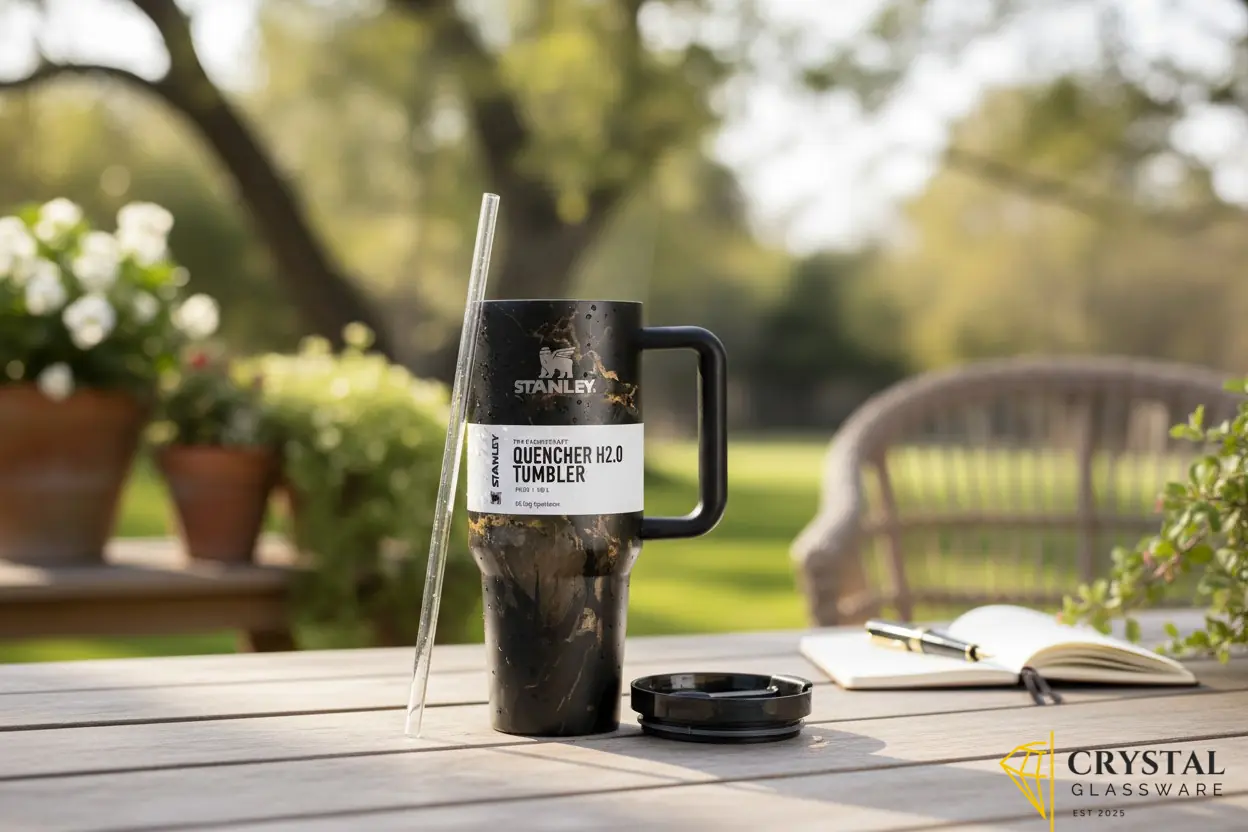 Premium Black Marble Stanley Quencher H2.0 Tumbler 40oz